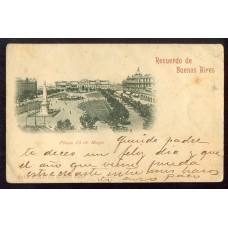 CIUDAD DE BUENOS AIRES PLAZA 25 DE MAYO ANTIGUA TARJETA POSTAL LINDA